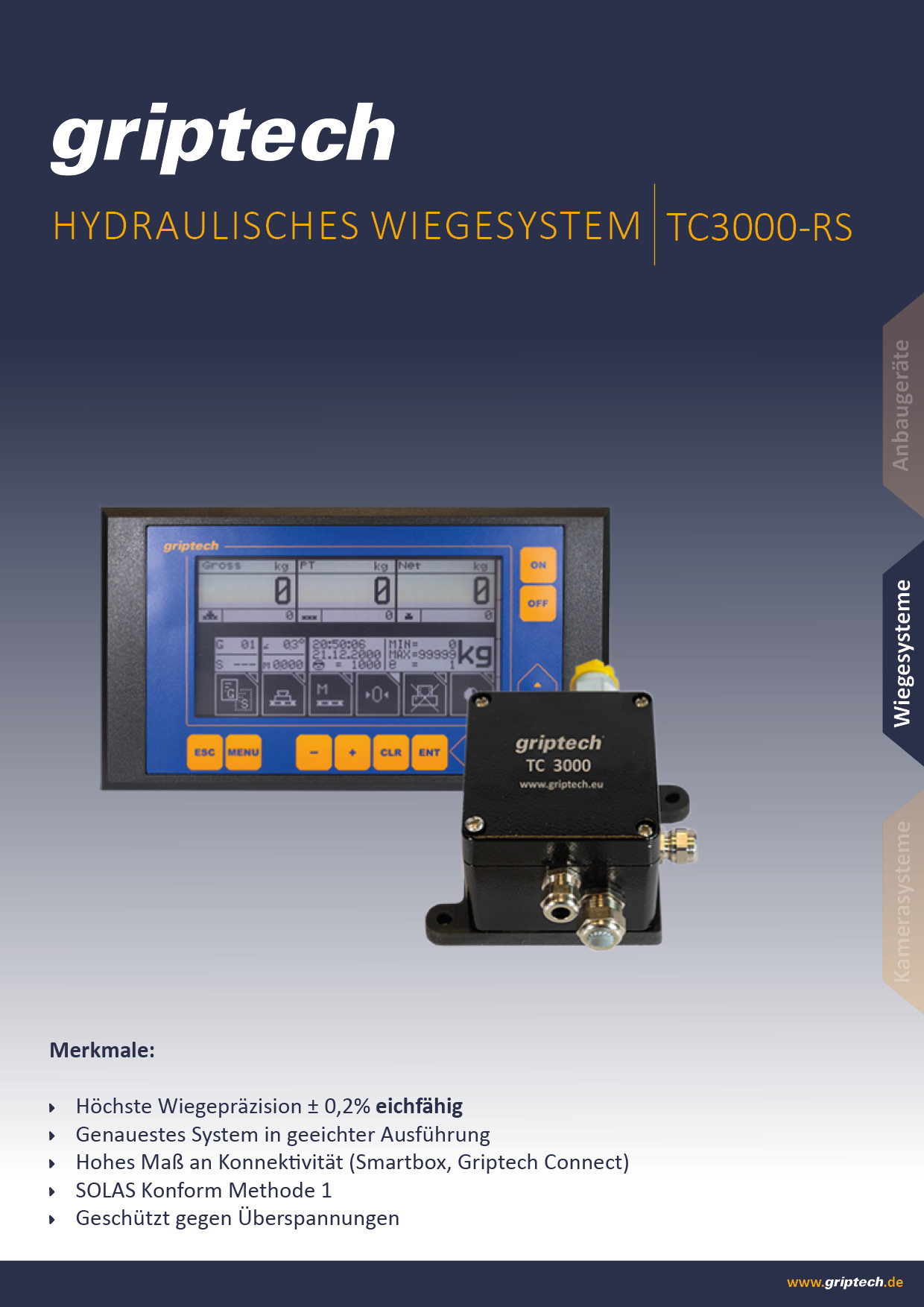 Gegevensblad hydraulisch weegsysteem TC3000-RS