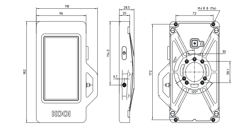 technische Zeichnung KOOI®ReachControl Standard Controller