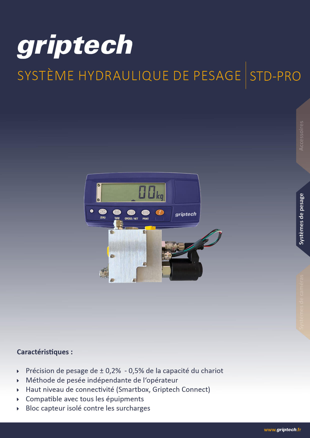 Fiche technique système de pesage hydraulique STD-PRO